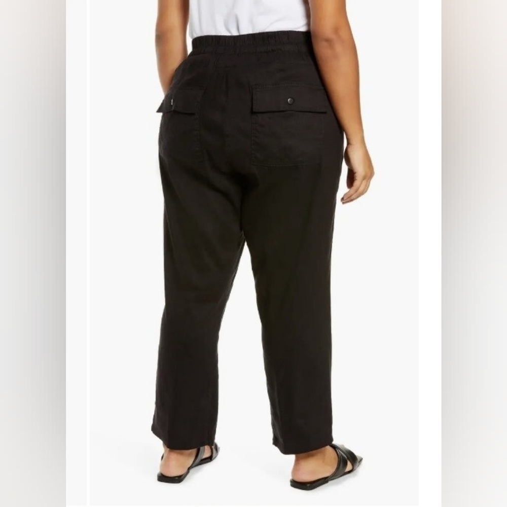 NWT Kut from the Kloth Black Linen Drawstring Trouser Pants